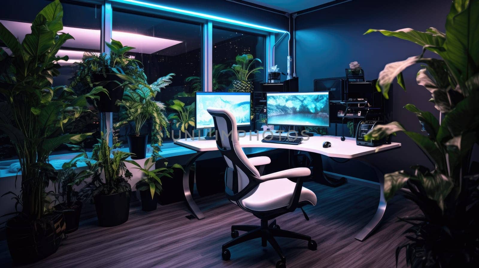 Inspiring office interior design Tech-inspired style Office featuring Futuristic design architecture. Generative AI AIG 31.