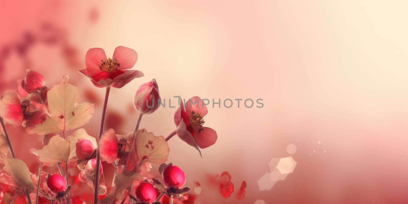 beautiful abstract red misty morning photo floral design background banner. beautiful Generative AI AIG32