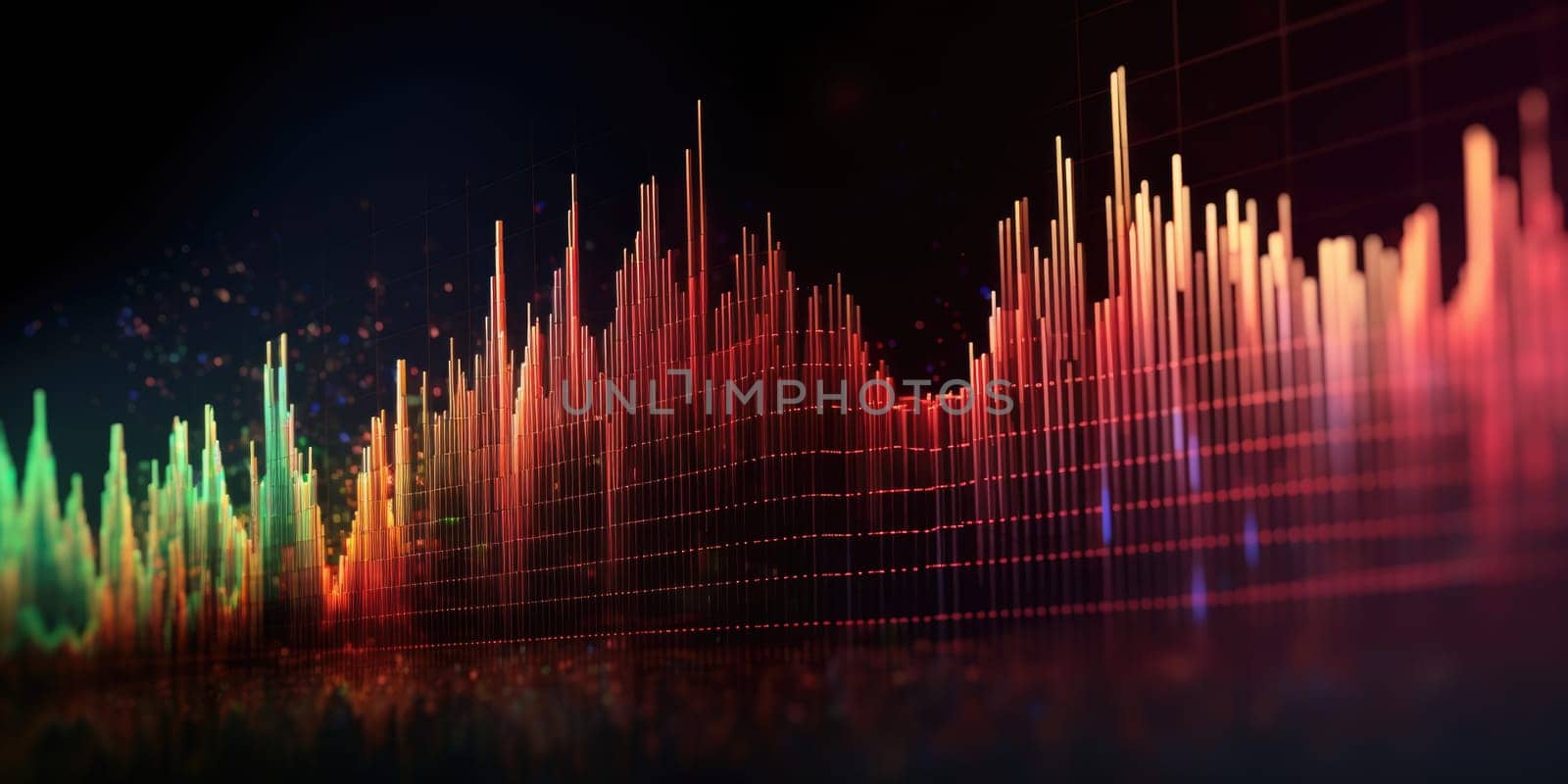 side view, soft focus, stock market chart lines, financial graph on technology abstract background. beautiful Generative AI AIG32