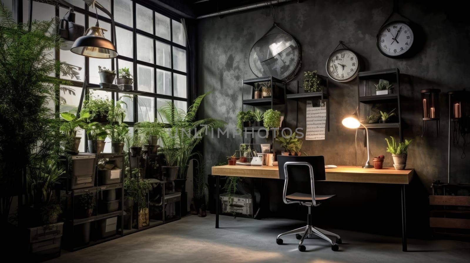 Inspiring office interior design Industrial style Office featuring Warehouse style architecture. Generative AI AIG 31.