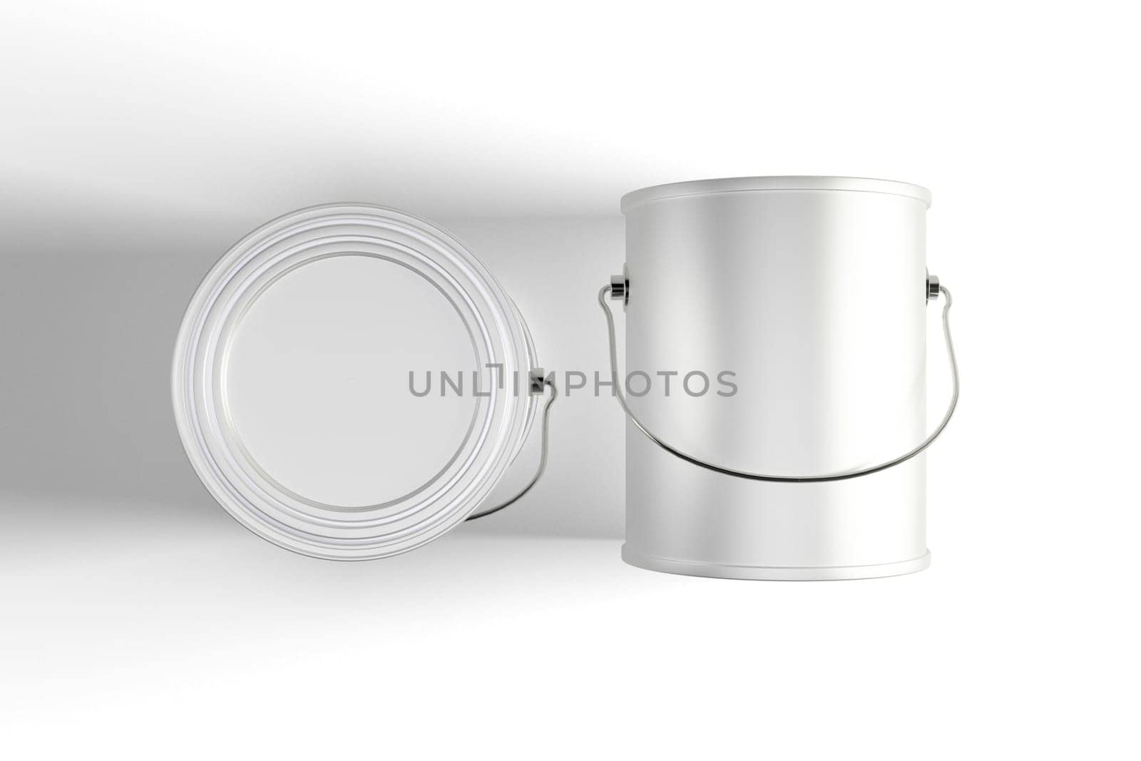 Two gray metal cans with a place for text on a white background