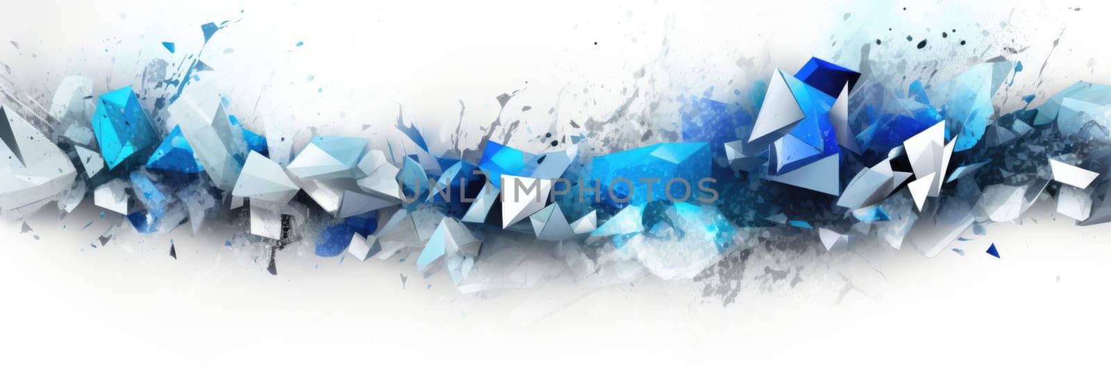 Abstract watercolor artwork mixed with buzzy geometric shapes for background of social media banner generative AI image