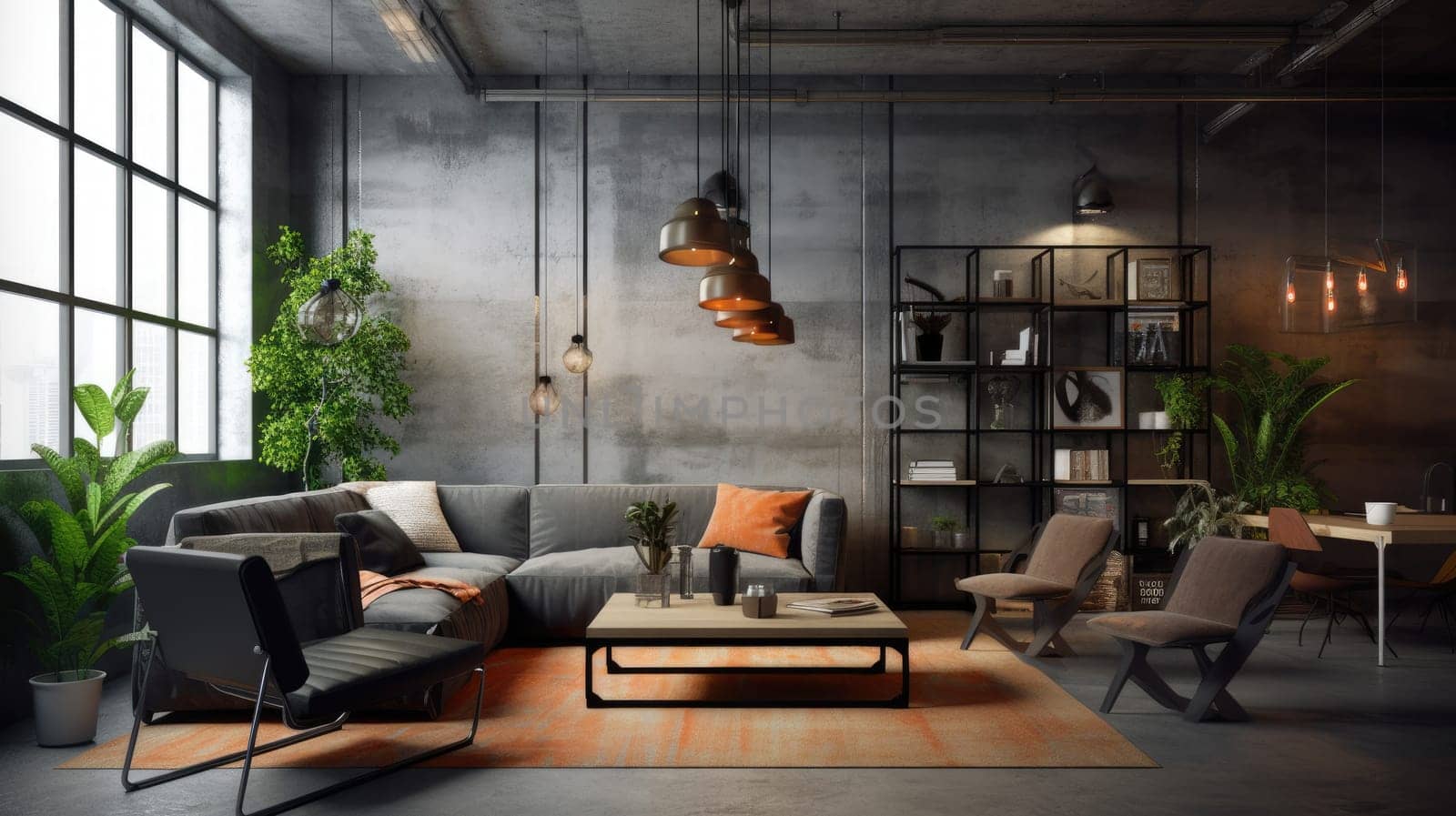 Inspiring office interior design Industrial style Generative AI AIG 31. by biancoblue