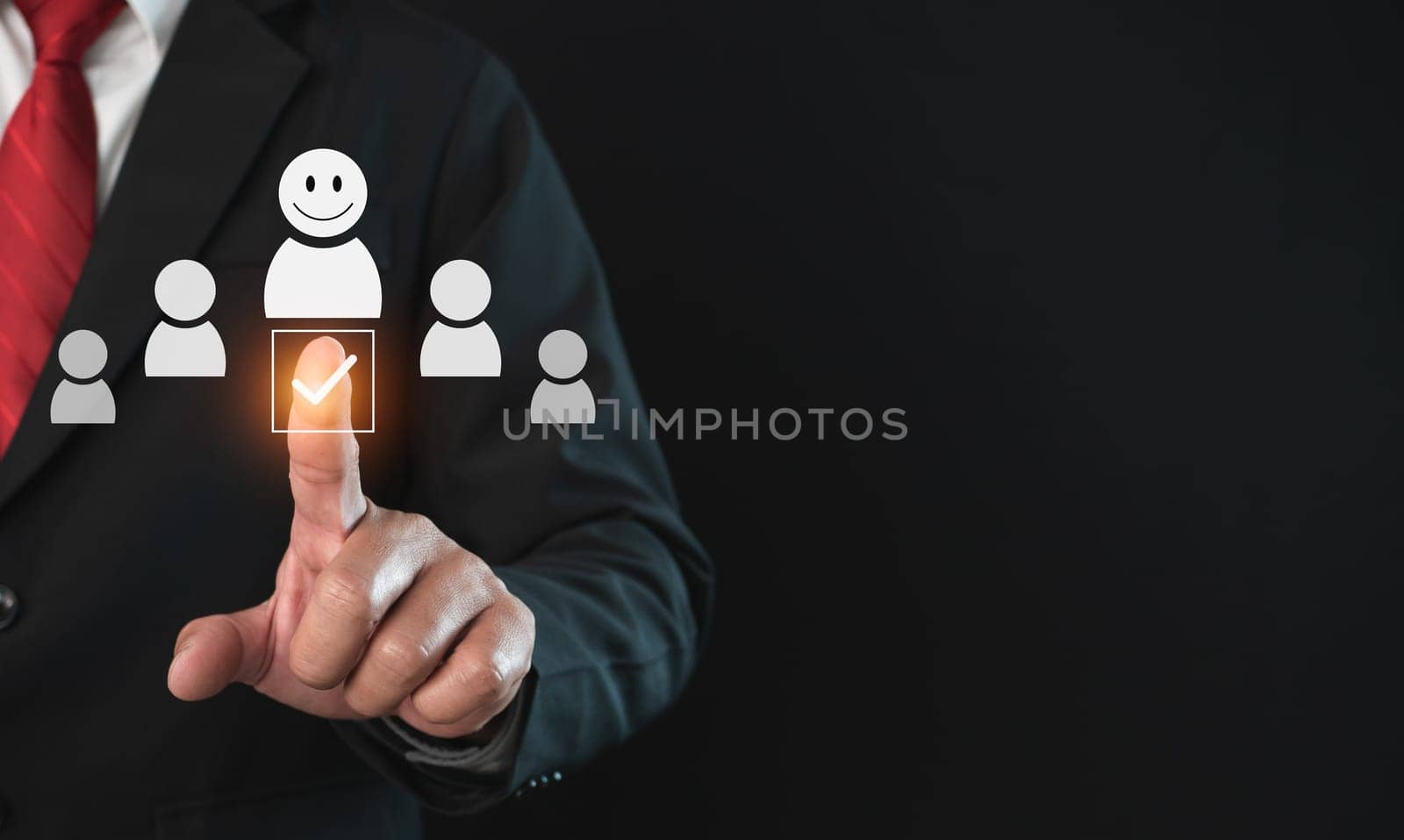 concept Business and HR for leadership and team leader, one wooden dolls stand out in front  Different and stand out from the group