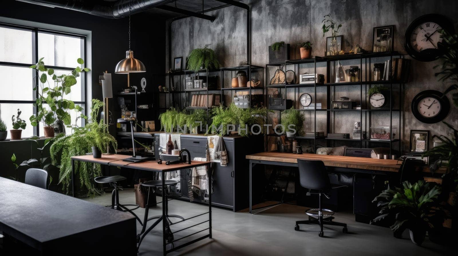 Inspiring office interior design Industrial style Office featuring Warehouse style architecture. Generative AI AIG 31.