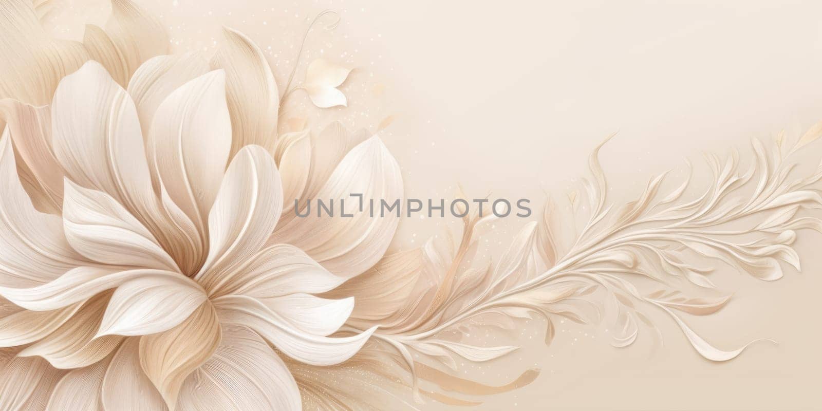 Beautiful abstract beige and white pencil drawing floral design background. beautiful Generative AI AIG32