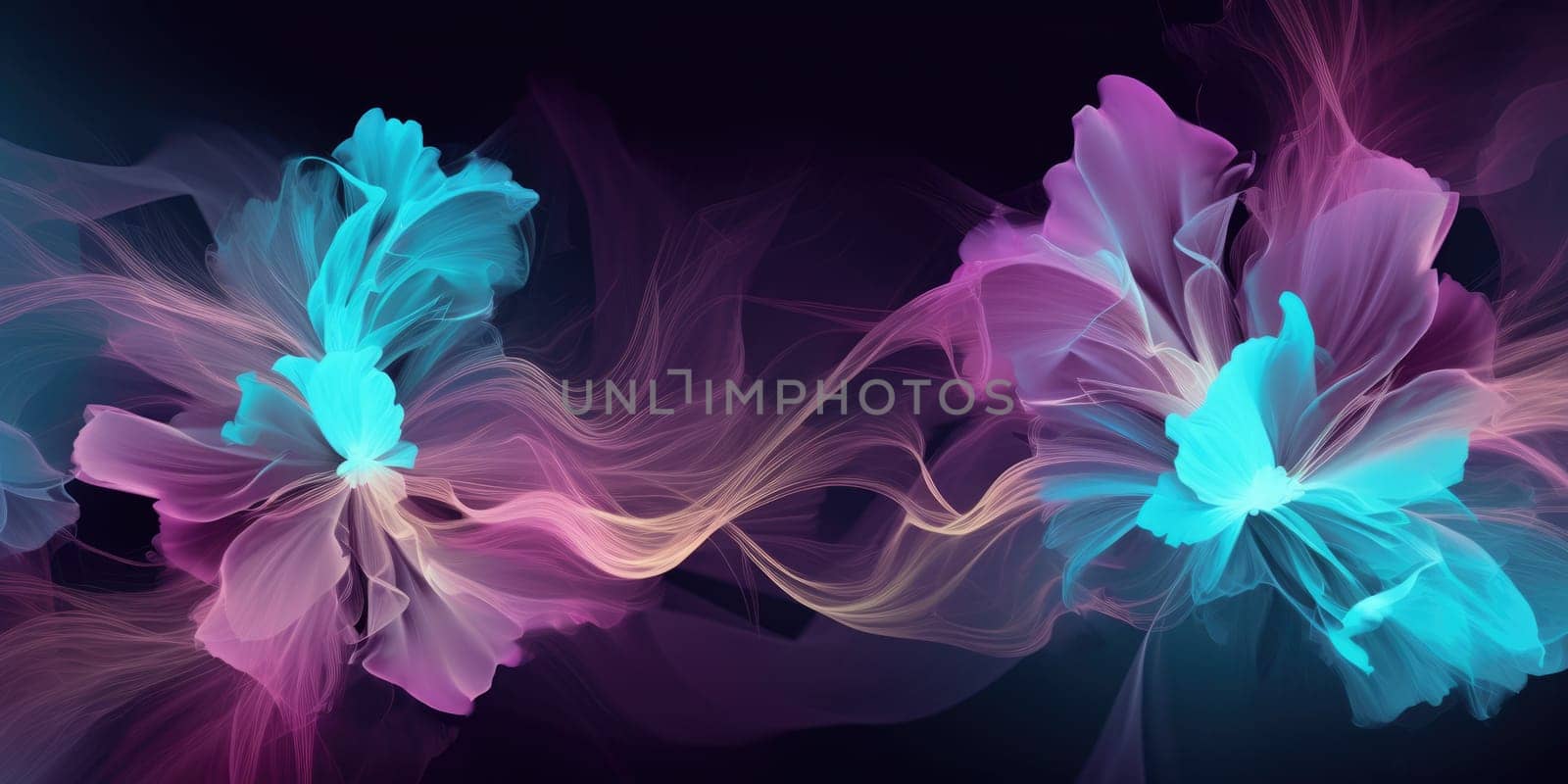 beautiful abstract turquoise purple beige night photo floral design background banner. generative ai AIG32 by biancoblue