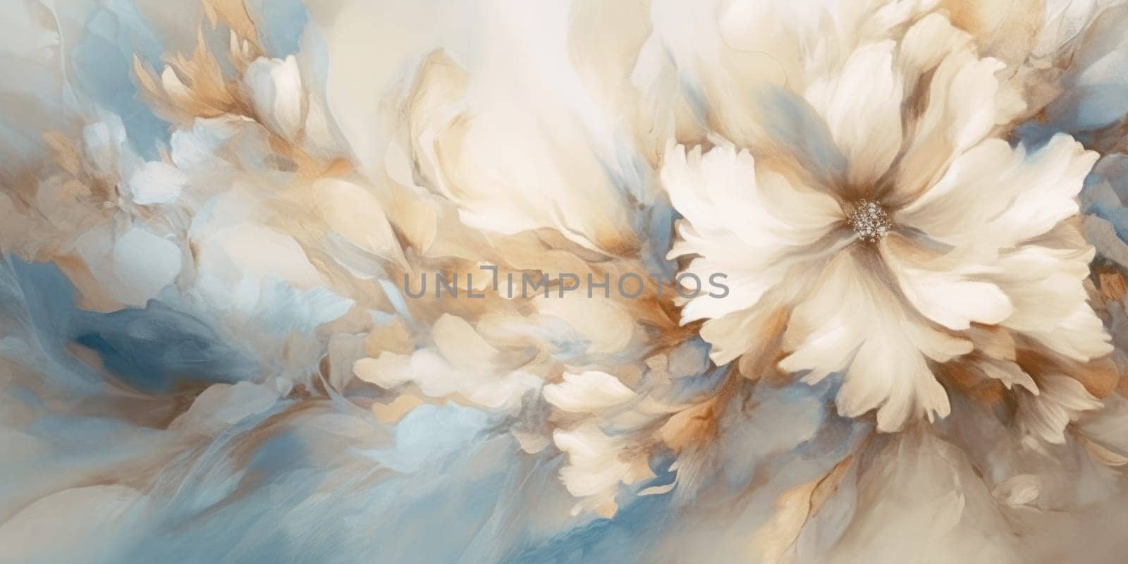Beautiful abstract beige blue off-white impressionistic floral design background. beautiful Generative AI AIG32