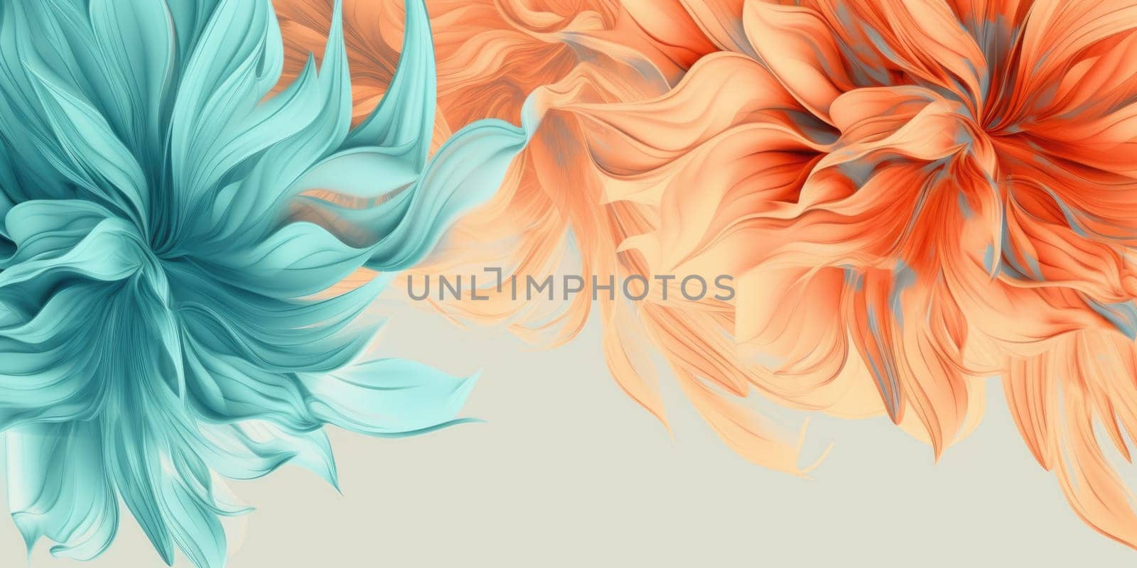 Beautiful abstract coral, turquoise, and yellow pencil drawing floral design background. Generative AI AIG32 by biancoblue