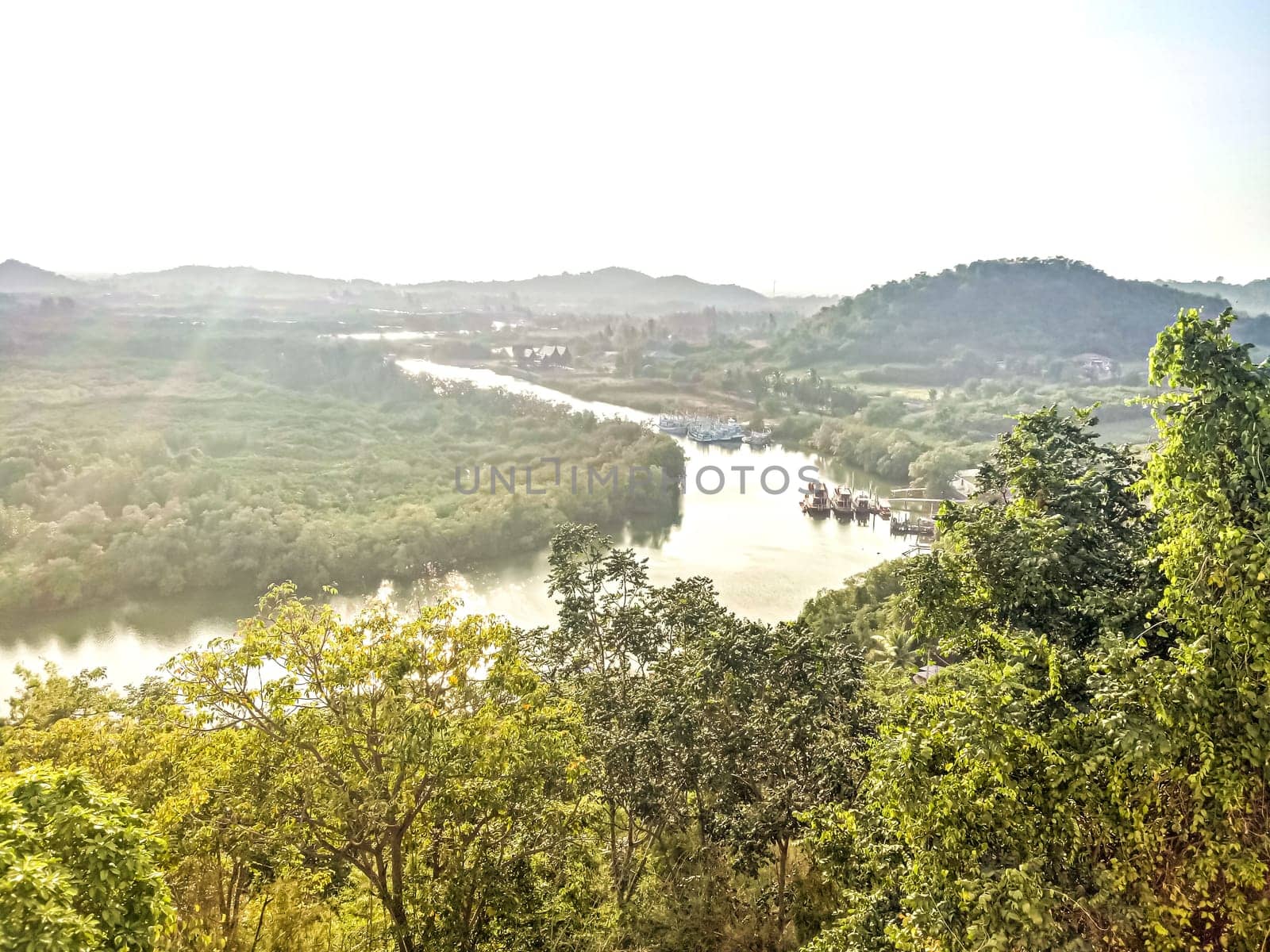 panorama of winding curve of a river  in Thailand