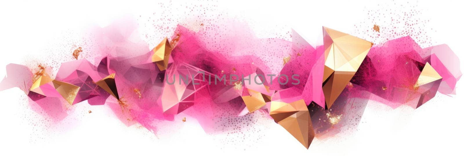 Abstract watercolor artwork mixed with buzzy geometric shapes for background of social media banner generative AI image