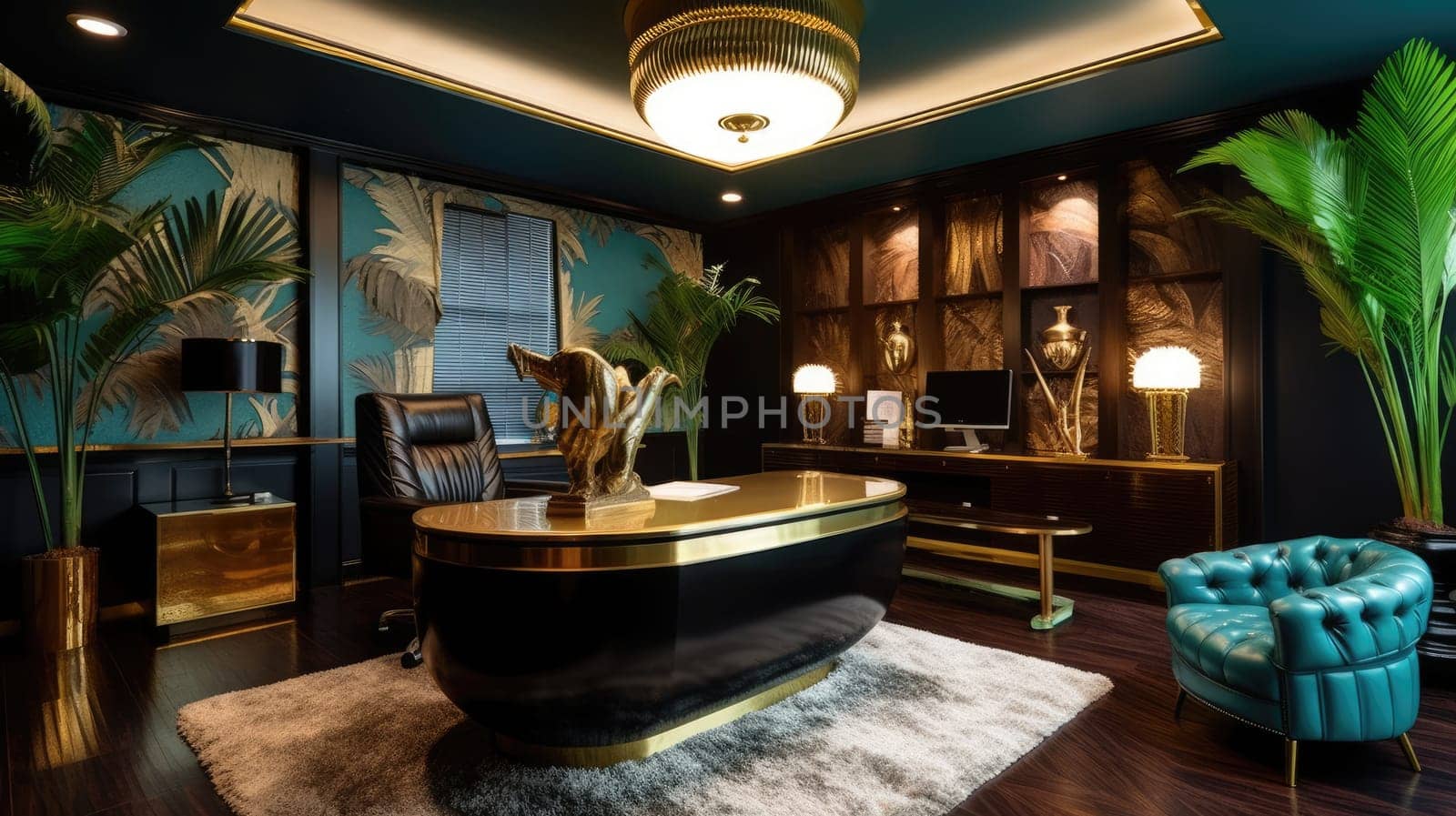 Inspiring office interior design Art Deco style Generative AI AIG 31. by biancoblue