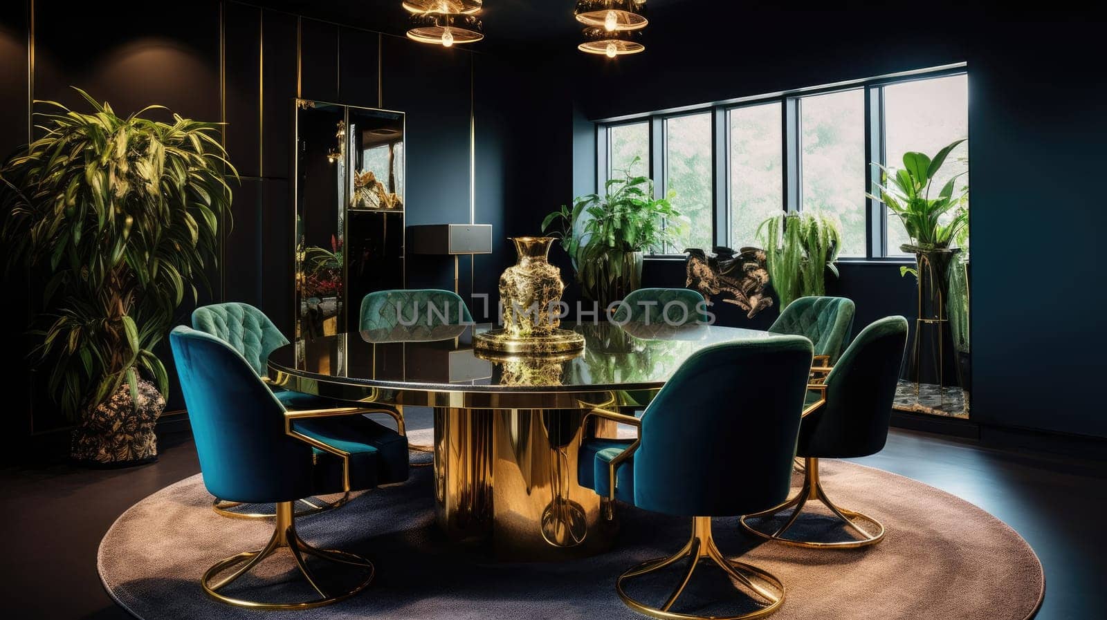 Inspiring office interior design Art Deco style Generative AI AIG 31. by biancoblue