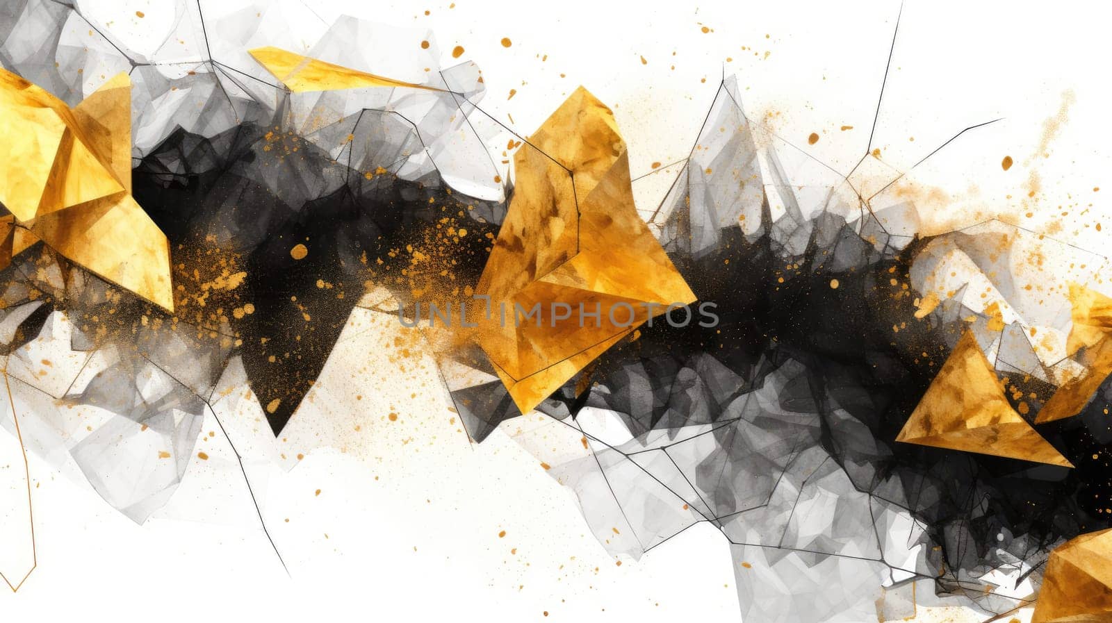 Abstract watercolor artwork mixed with buzzy geometric shapes for background of social media banner generative AI image