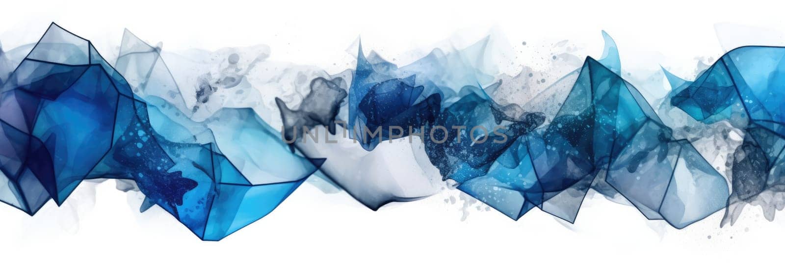 Abstract watercolor artwork mixed with buzzy geometric shapes for background of social media banner generative AI image