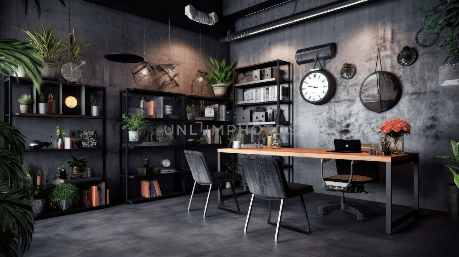 Inspiring office interior design Industrial style Generative AI AIG 31. by biancoblue