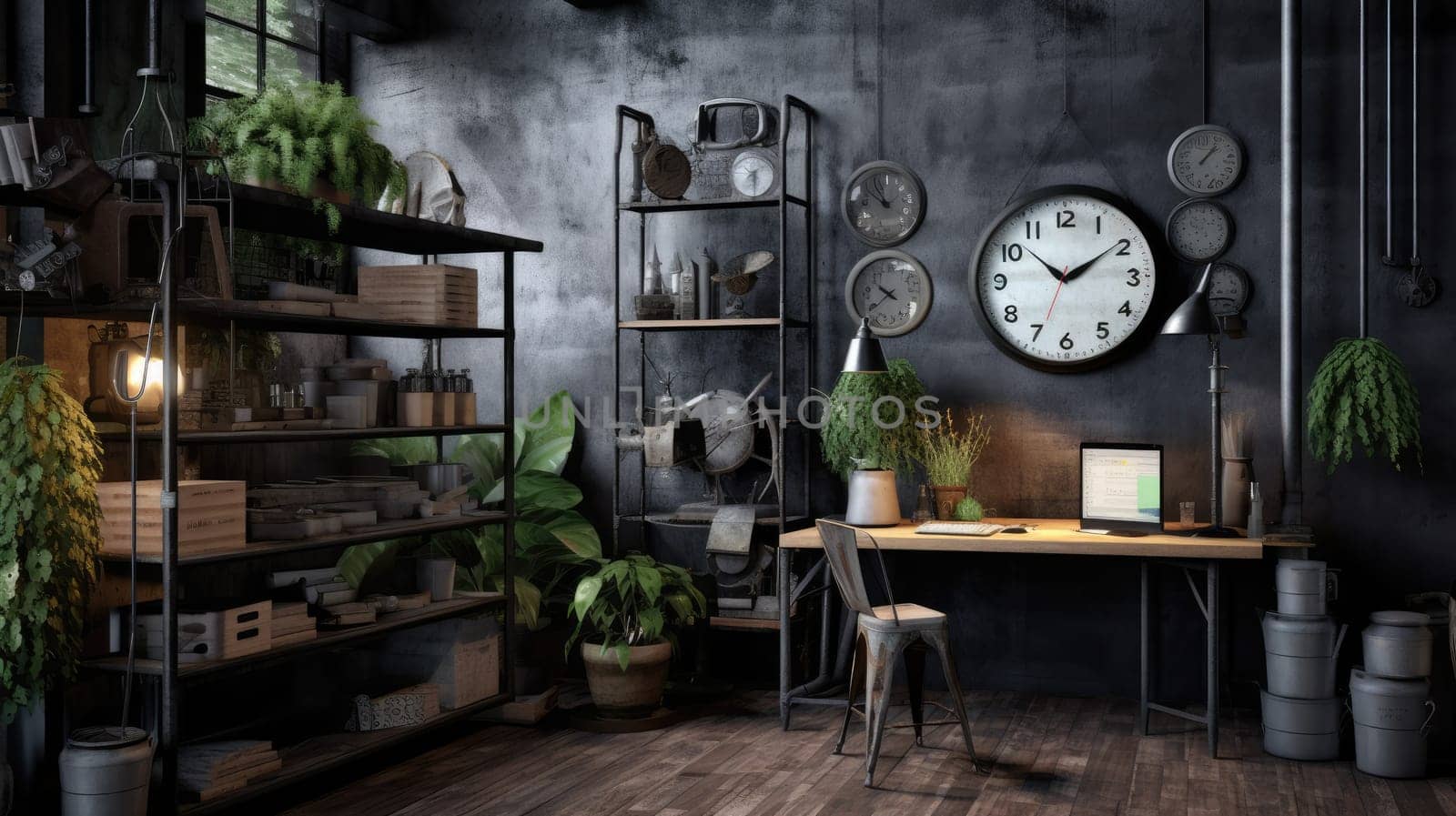 Inspiring office interior design Industrial style Generative AI AIG 31. by biancoblue