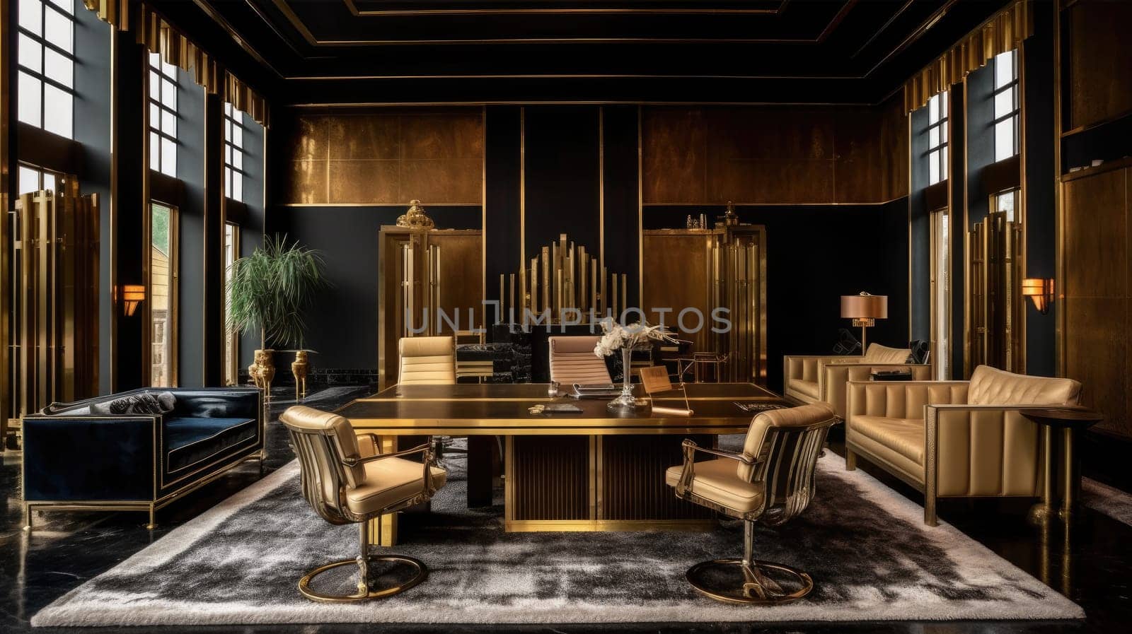 Inspiring office interior design Art Deco style Generative AI AIG 31. by biancoblue