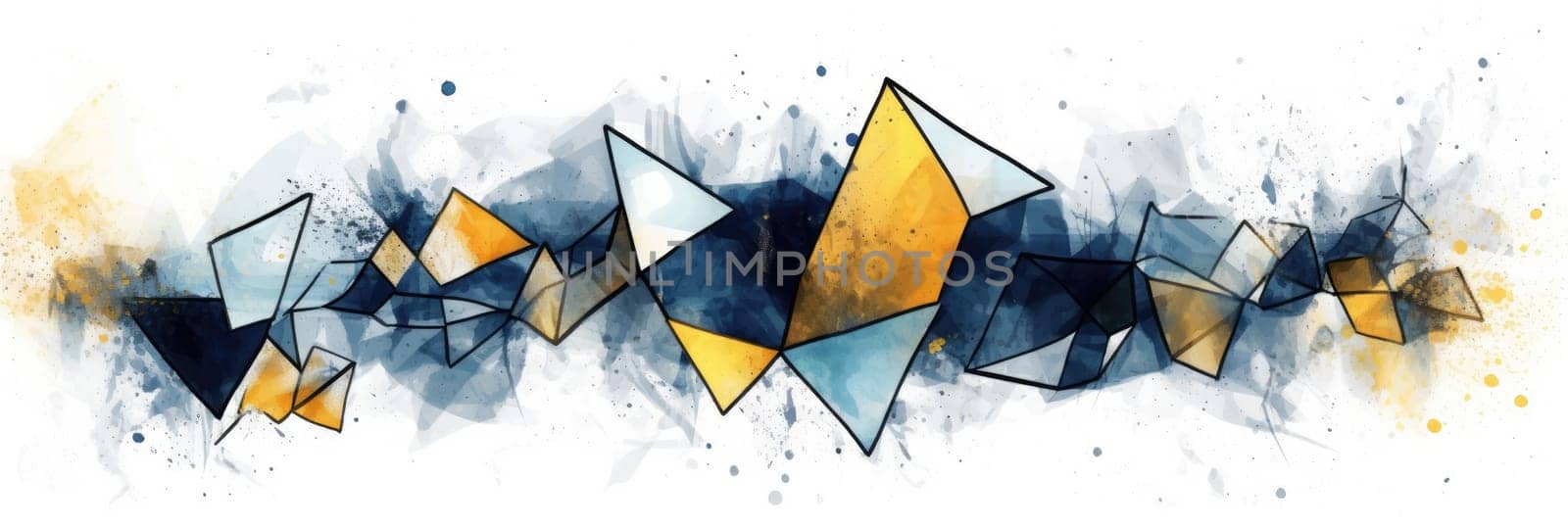 Abstract watercolor artwork mixed with buzzy geometric shapes for background of social media banner generative AI image