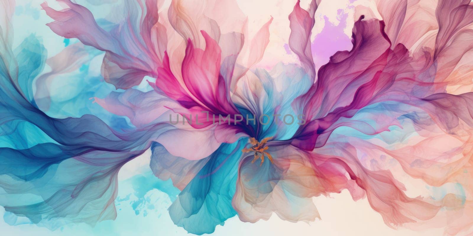 beautiful abstract turquoise purple beige watercolor floral design background. generative ai AIG32 by biancoblue