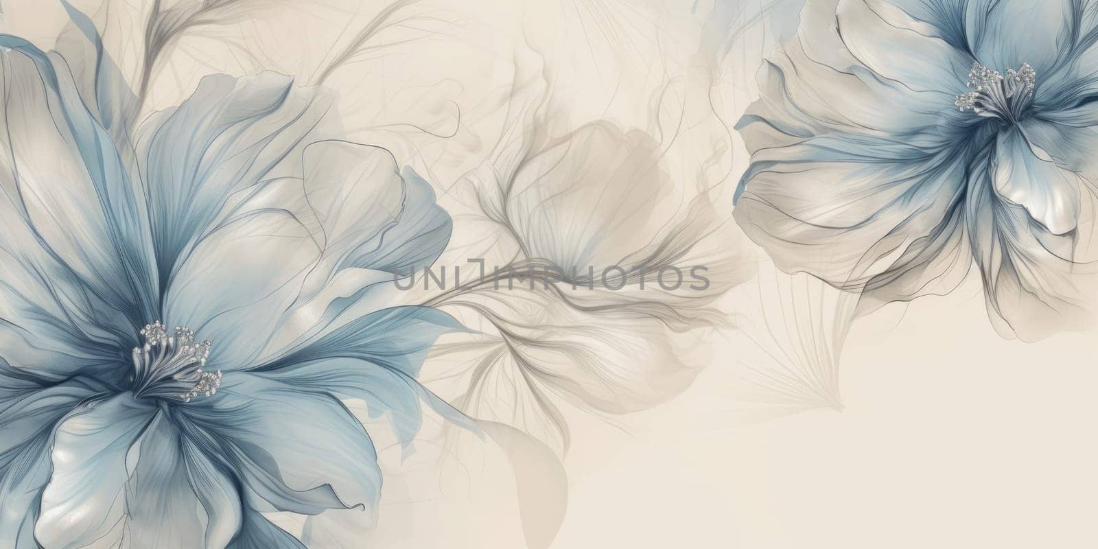 Beautiful abstract beige blue off-white pencil drawing floral design background. beautiful Generative AI AIG32