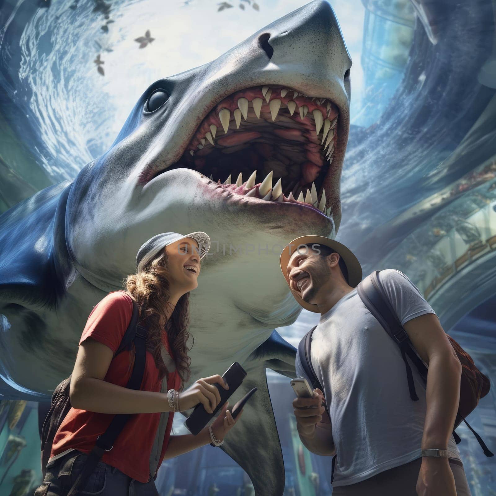 People take selfies with a big shark by cherezoff