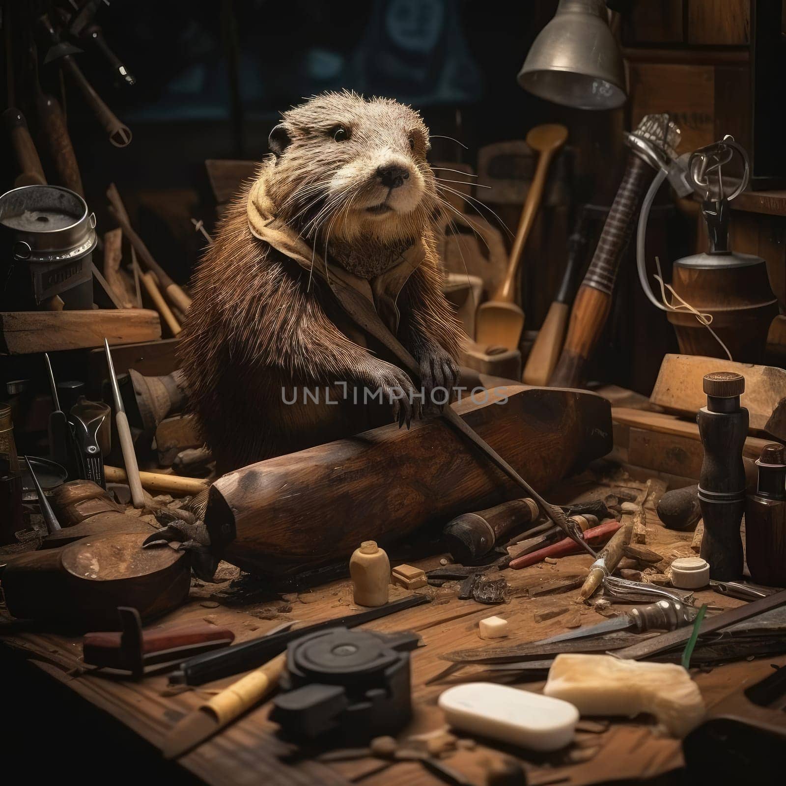 Beaver works as a craftsman in a furniture making workshop. Poster for furniture manufacturers