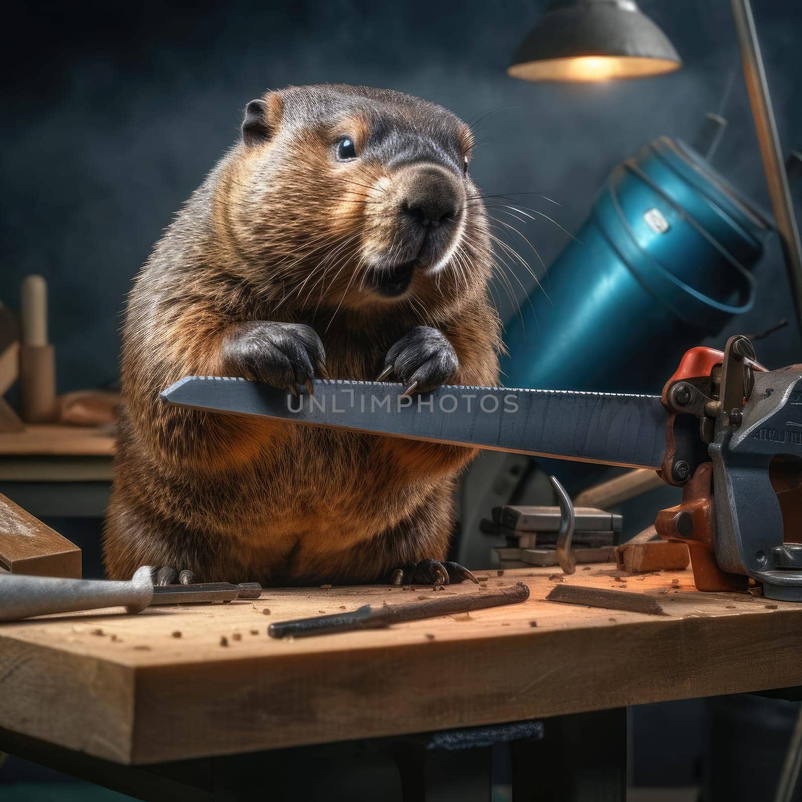 Beaver works as a craftsman in a furniture making workshop. Poster for furniture manufacturers