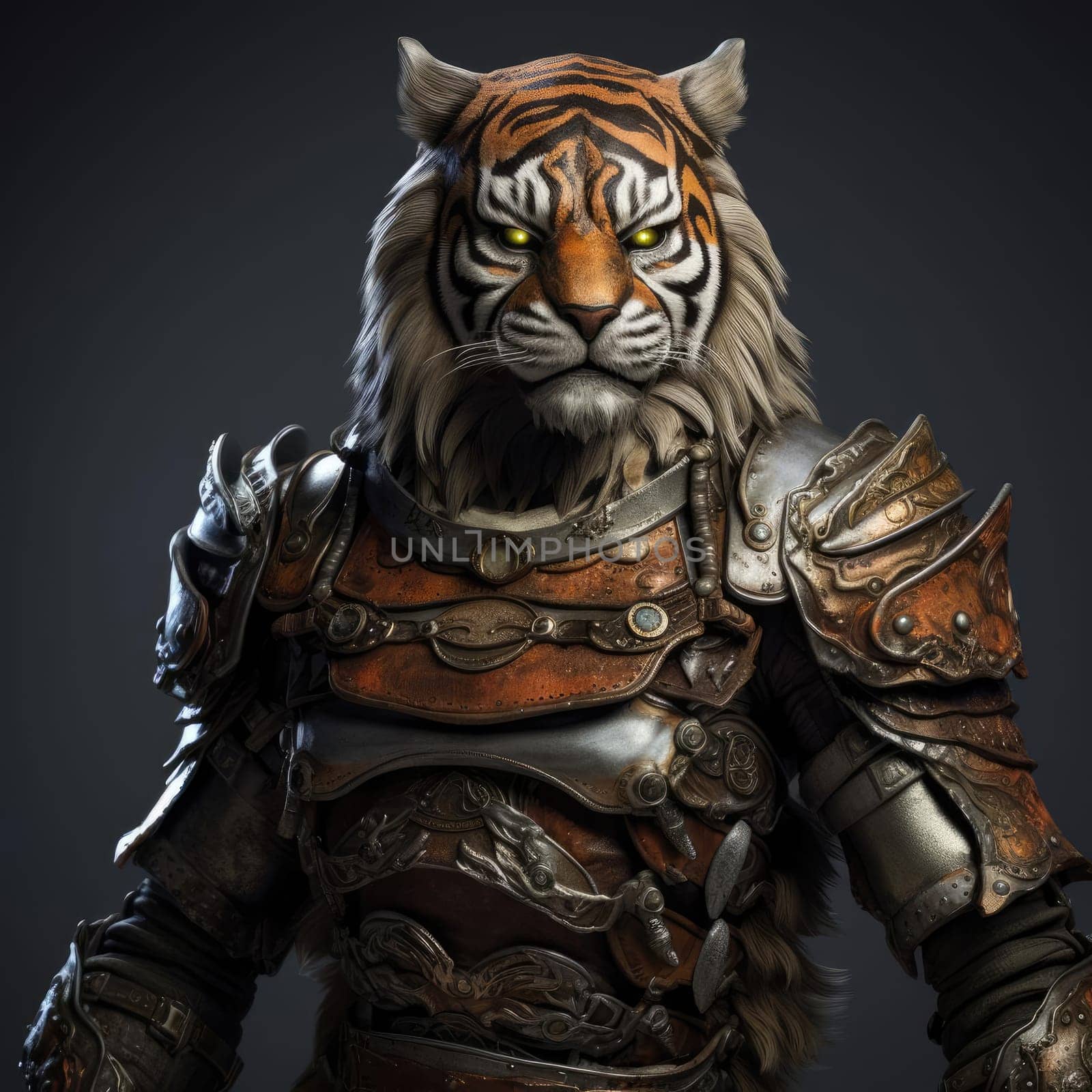 Tiger in samurai armor by cherezoff