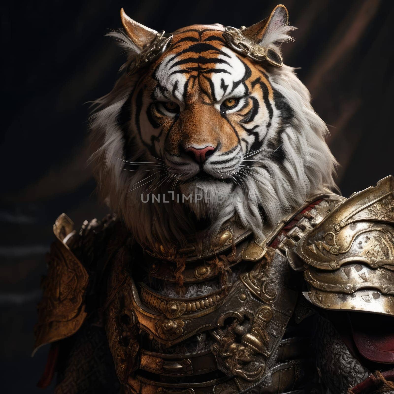 Tiger in samurai armor by cherezoff