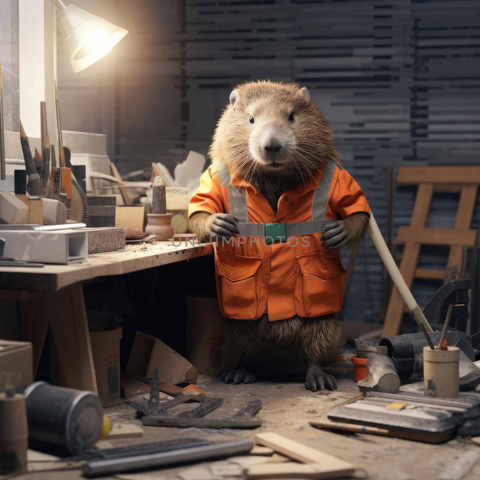 Beaver works as a craftsman in a furniture making workshop. Poster for furniture manufacturers