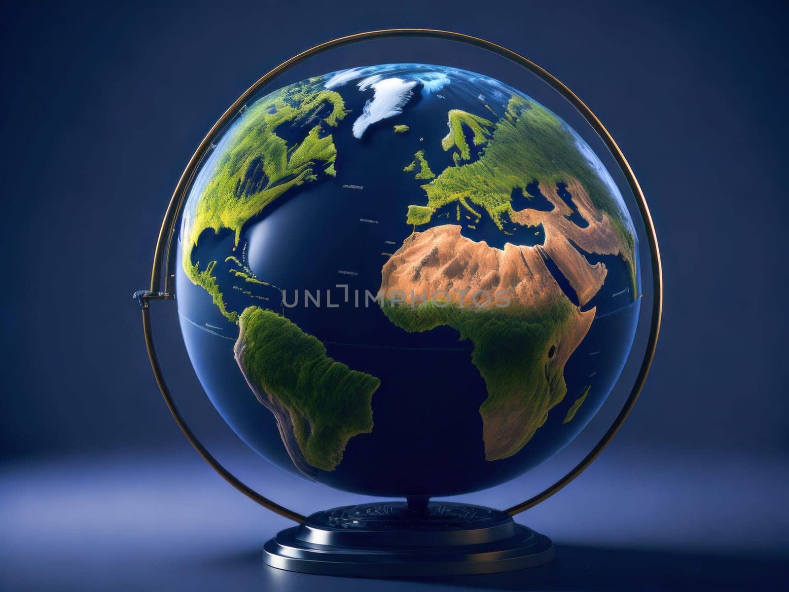 Glowing Globe Planet Earth. World is in our hands. Blue Global Business. Generative Ai