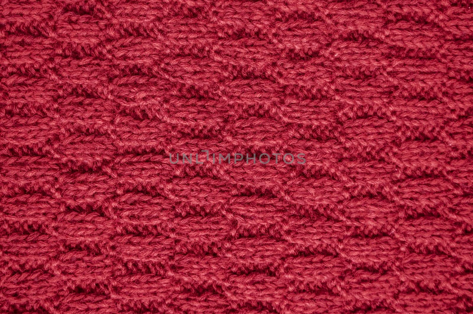 Fiber Abstract Wool. Vintage Woven Sweater. Linen Handmade Winter Background. Structure Knitted Fabric. Red Weave Thread. Scandinavian Holiday Print. Detail Canvas Cashmere. Knitted Wool.