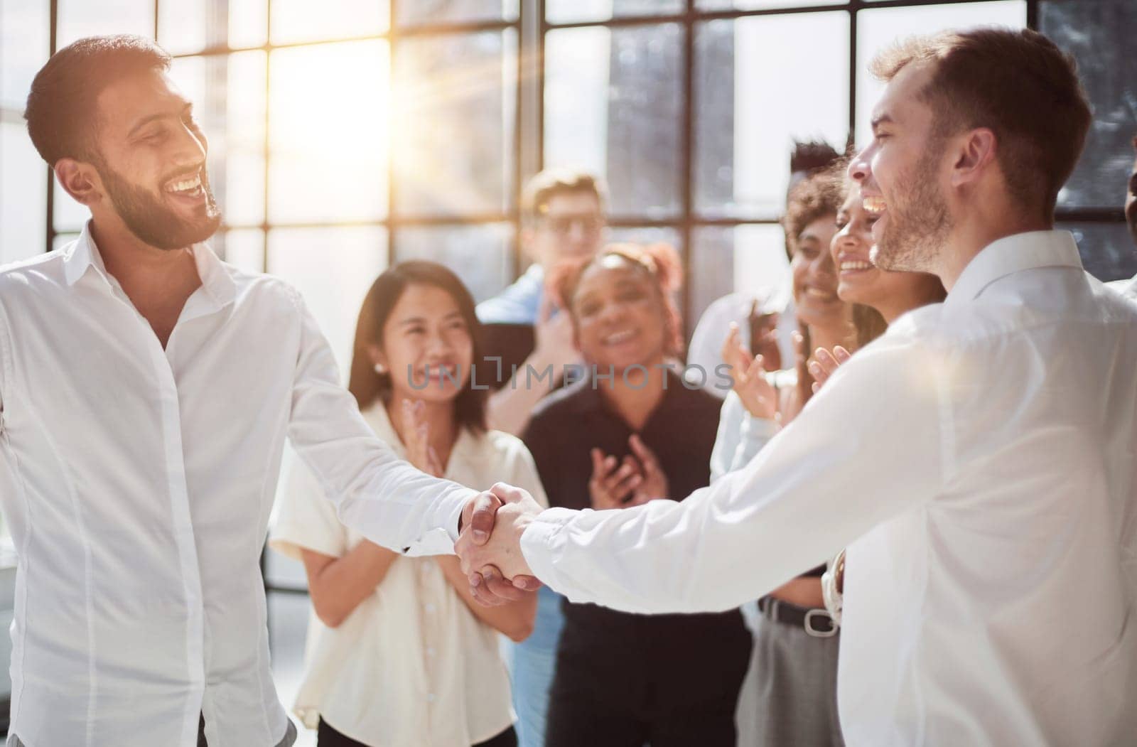 Close up view of business partnership handshake concep