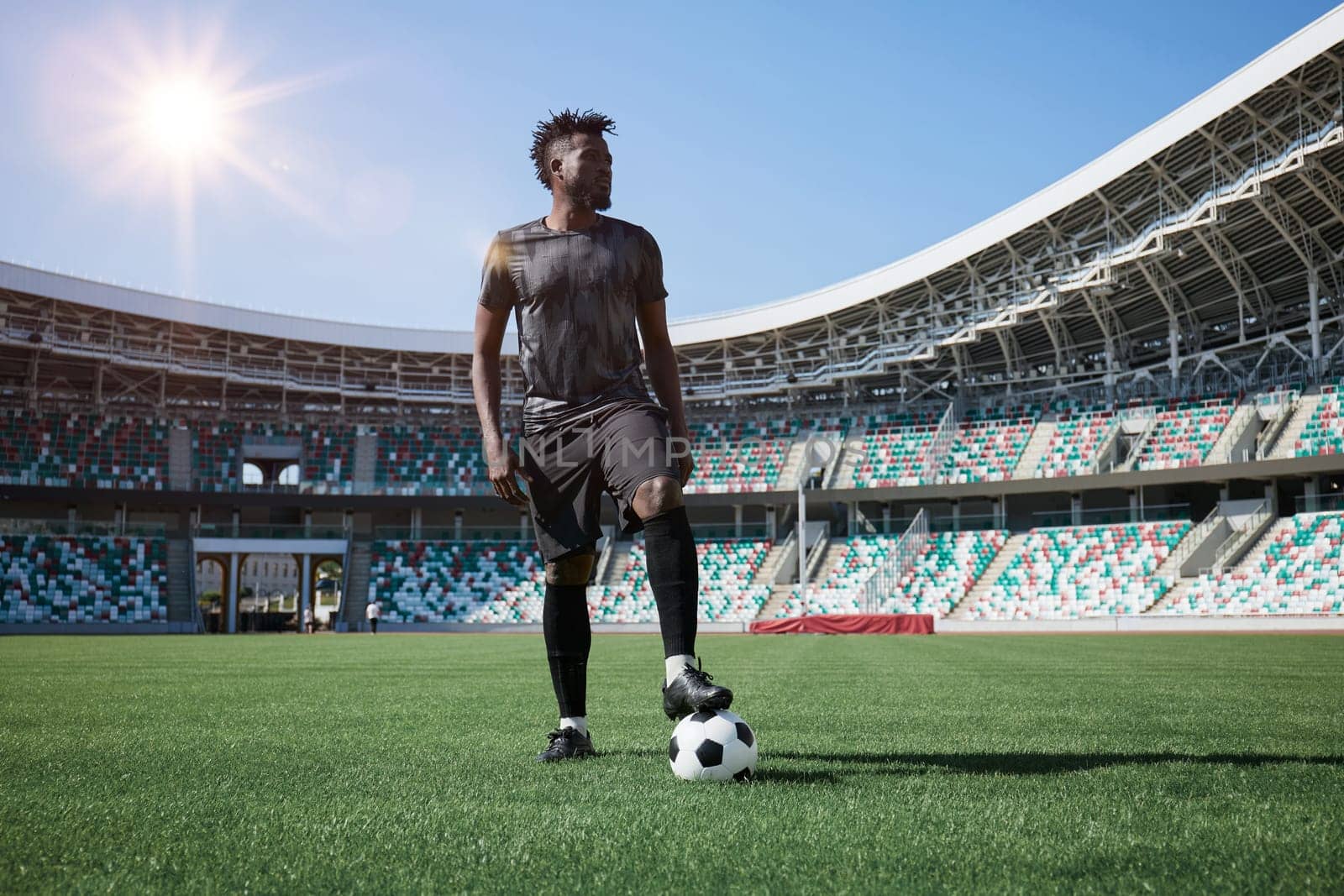 Football lifestyle. Man plays the match, game. Big dream, future professional player.