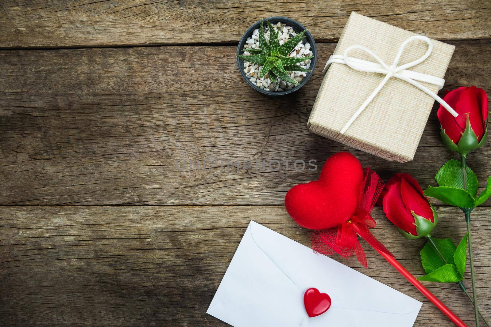 Red rose with message card.Image of Valentines day
