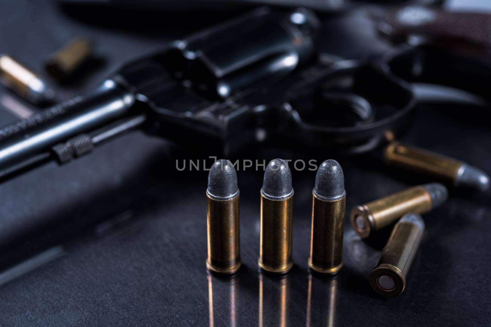 gun with on black background