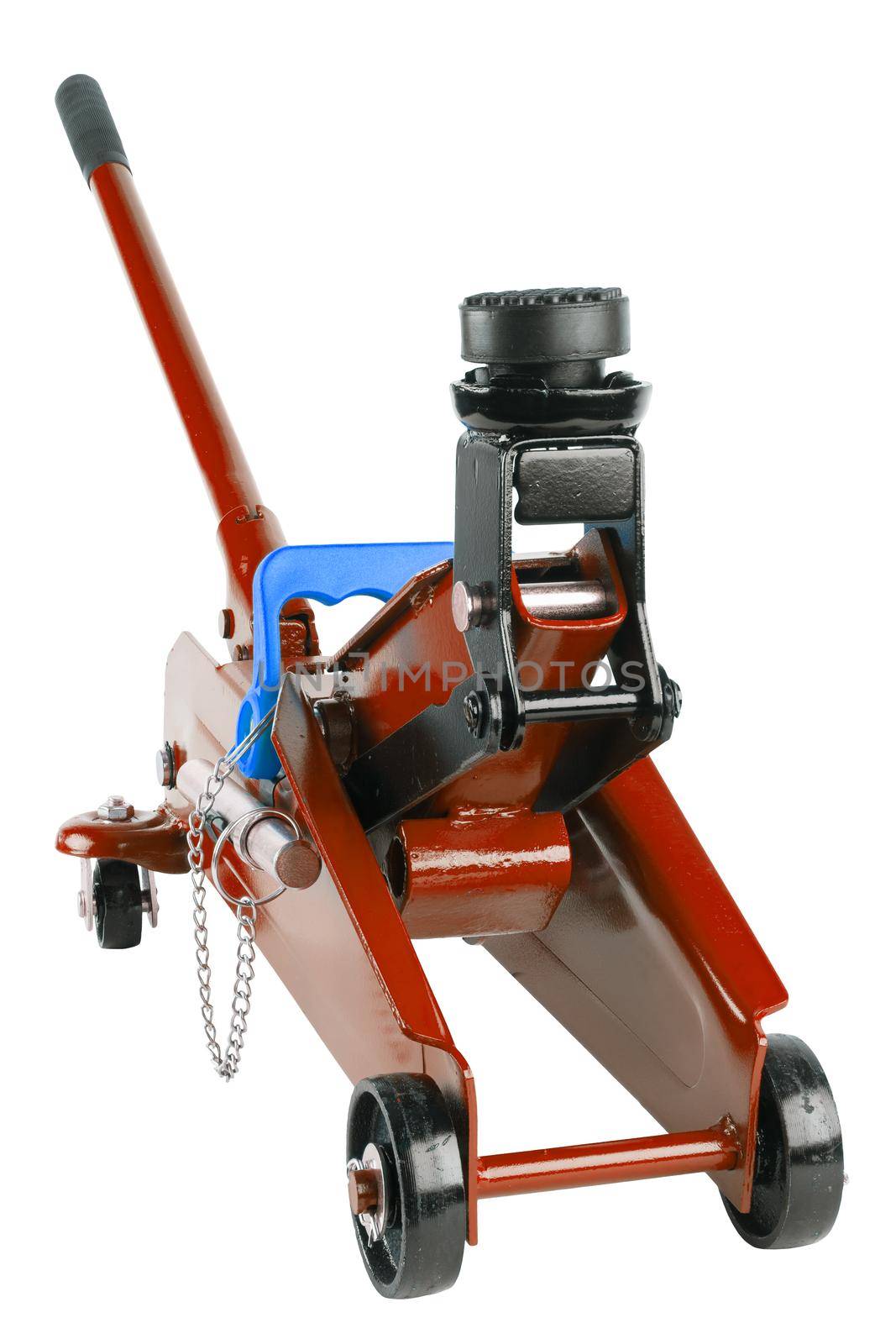 red hydraulic car jack isolated on white background, 2 ton capacity