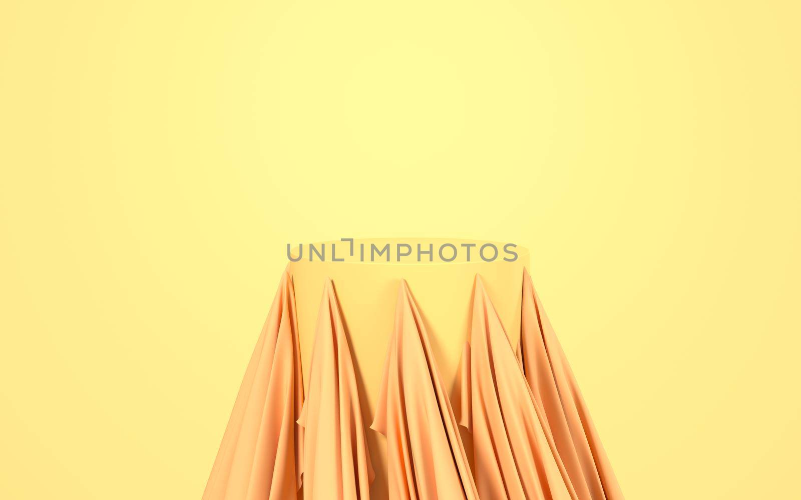 Flowing cloth with yellow background, 3d rendering. Computer digital drawing.