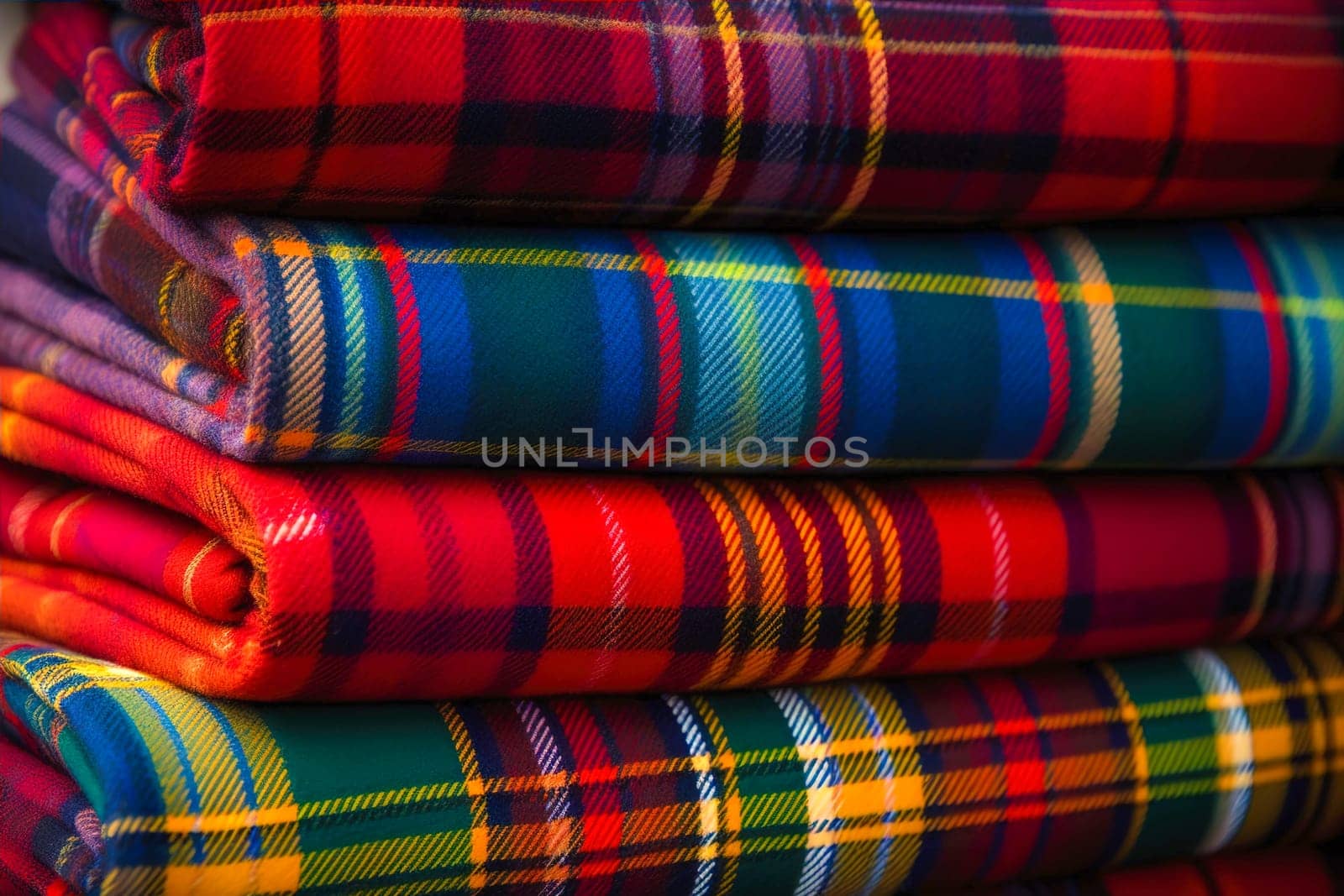 Checkered Scottish tartan fabric. Generative AI. High quality illustration