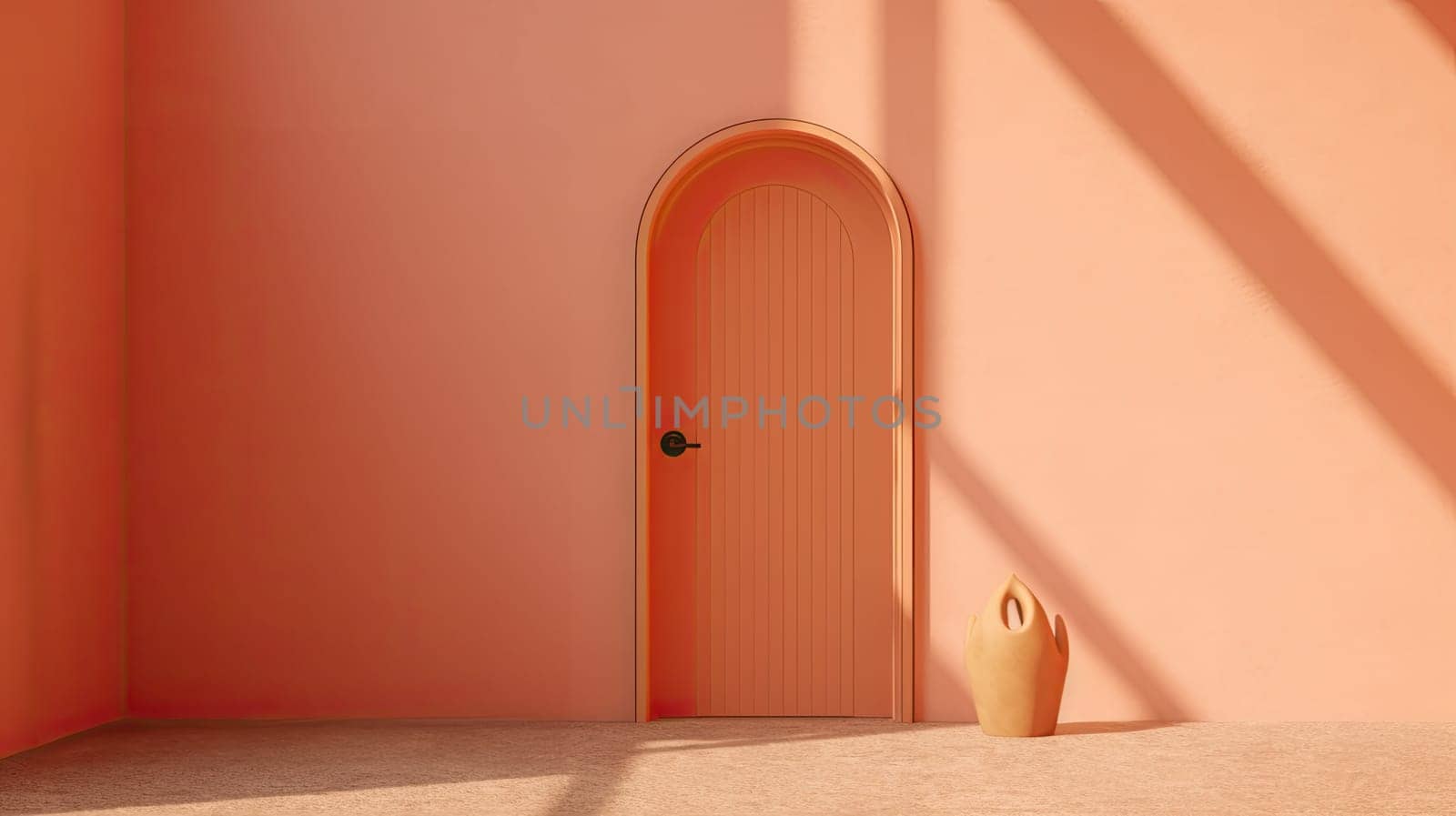 Background for your product. Plastered wall, door and shadows