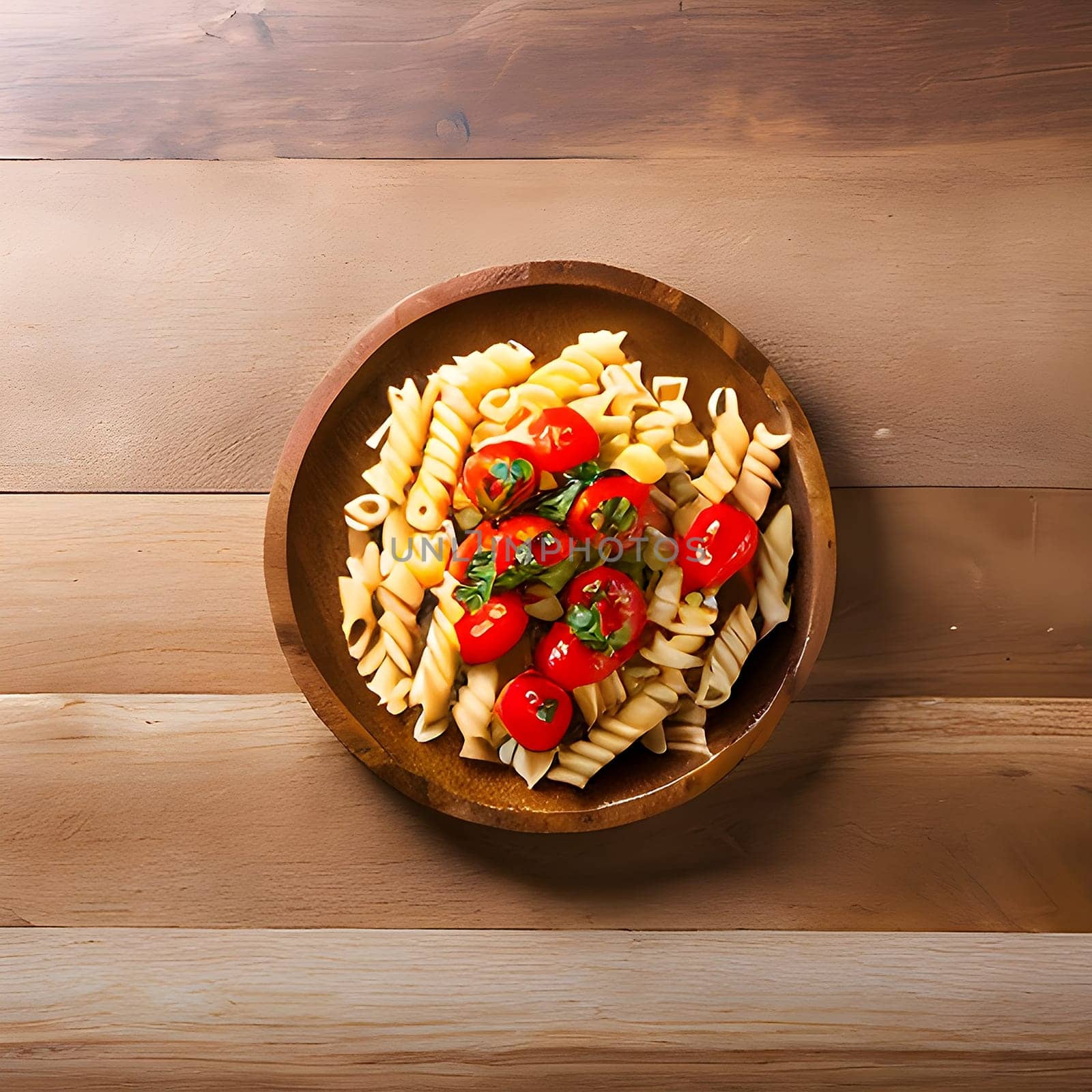 Italian pasta with tomato and basilic.Illustration ai generative.