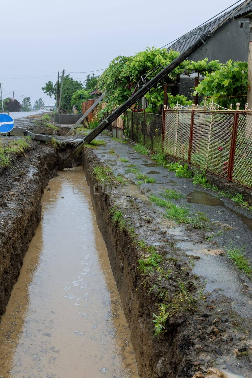 Heavy rainfall led to collapse of numerous electric poles, posing a threat to public safety.