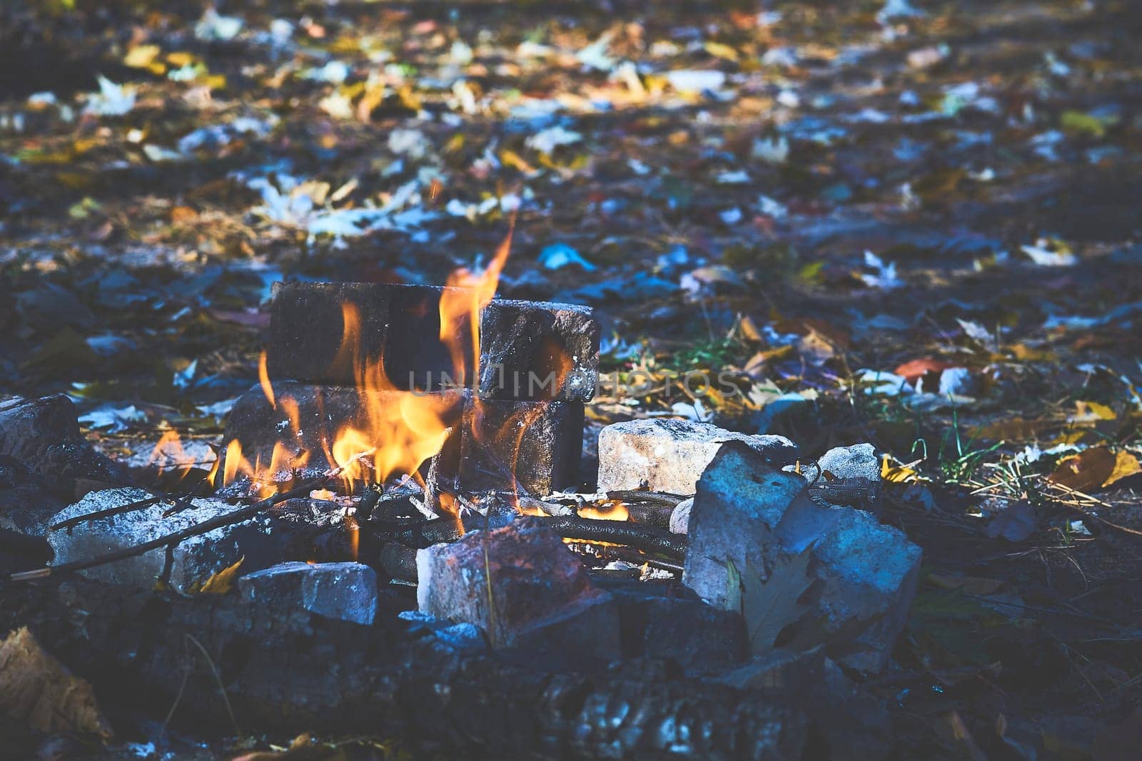 a large open air fire used as part of a celebration, for burning trash, or as a signal