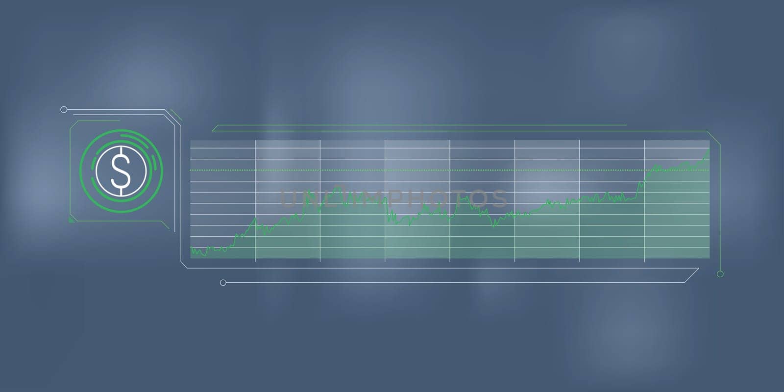 Abstract infographic showing the growing dollar exchange rate.