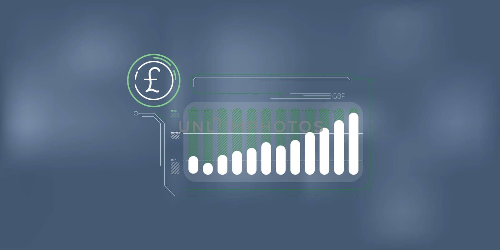 Abstract infographic of rising pound sterling exchange rate. by ConceptCafe