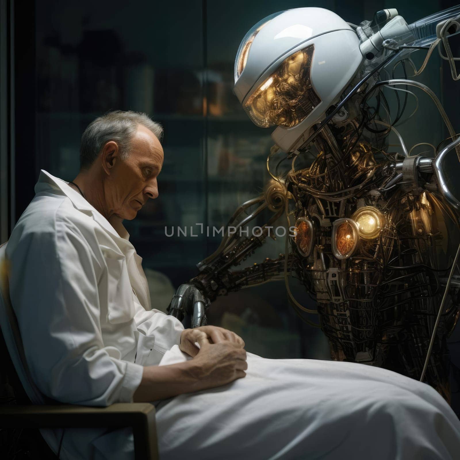 Robot doctor examines the patient by cherezoff