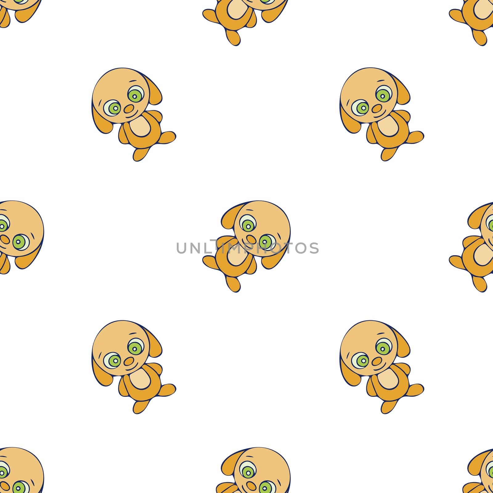 Cute Dogs Seamless Pattern. Digital Paper with Hand Drawn Puppy Illustration. by Rina_Dozornaya