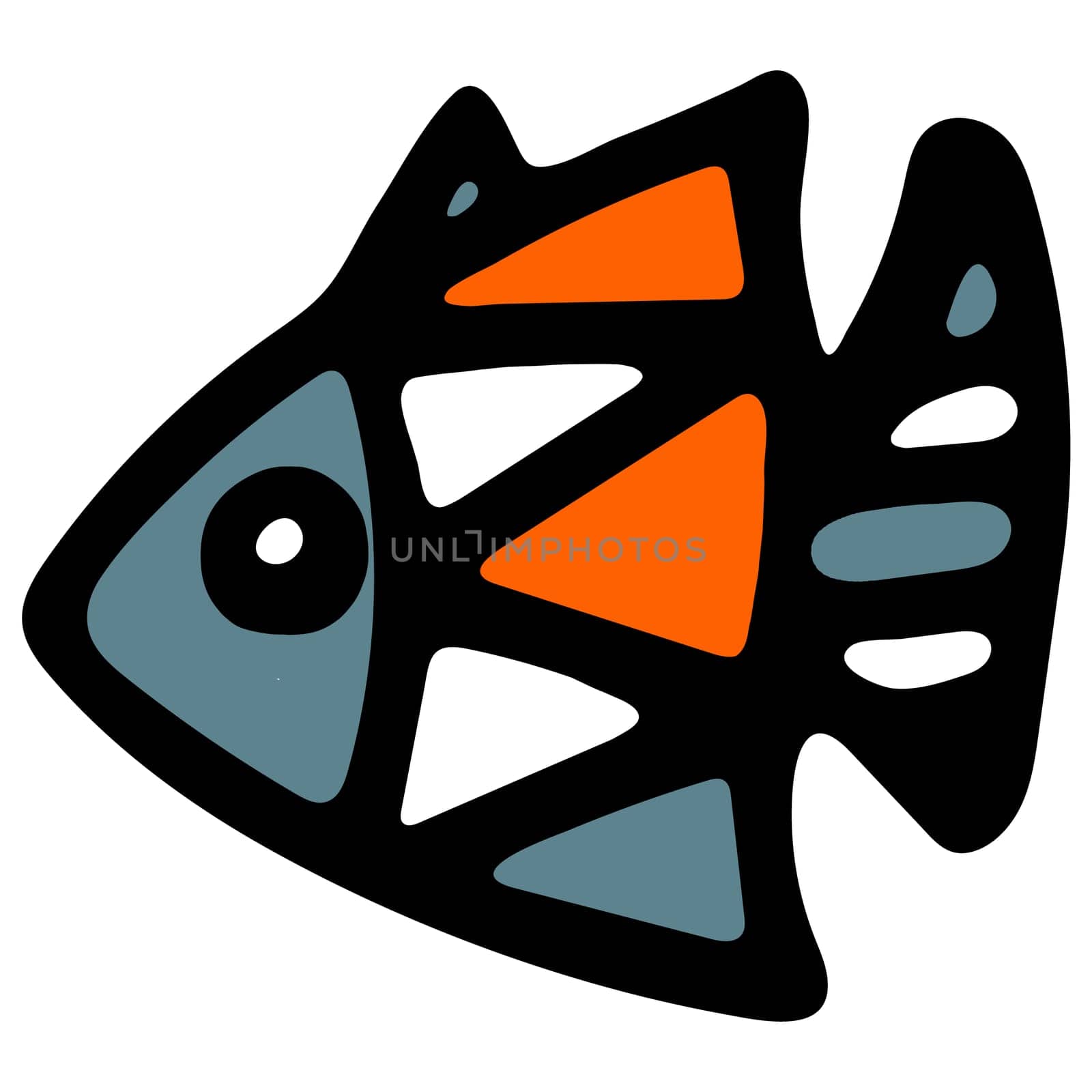 Hand drawn Tropical Fish. Sea and Ocean Animal Clipart. Colorful Fish Isolated on White Background.