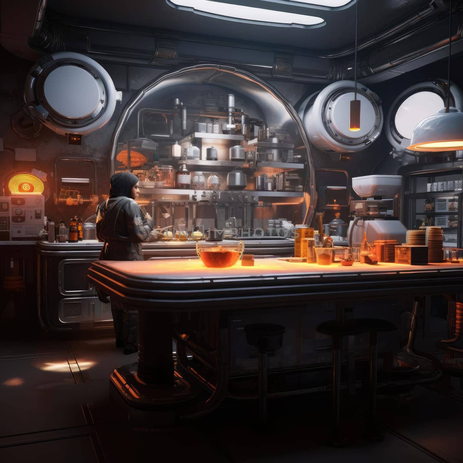 Sci-fi is the kitchen of the future. Interior